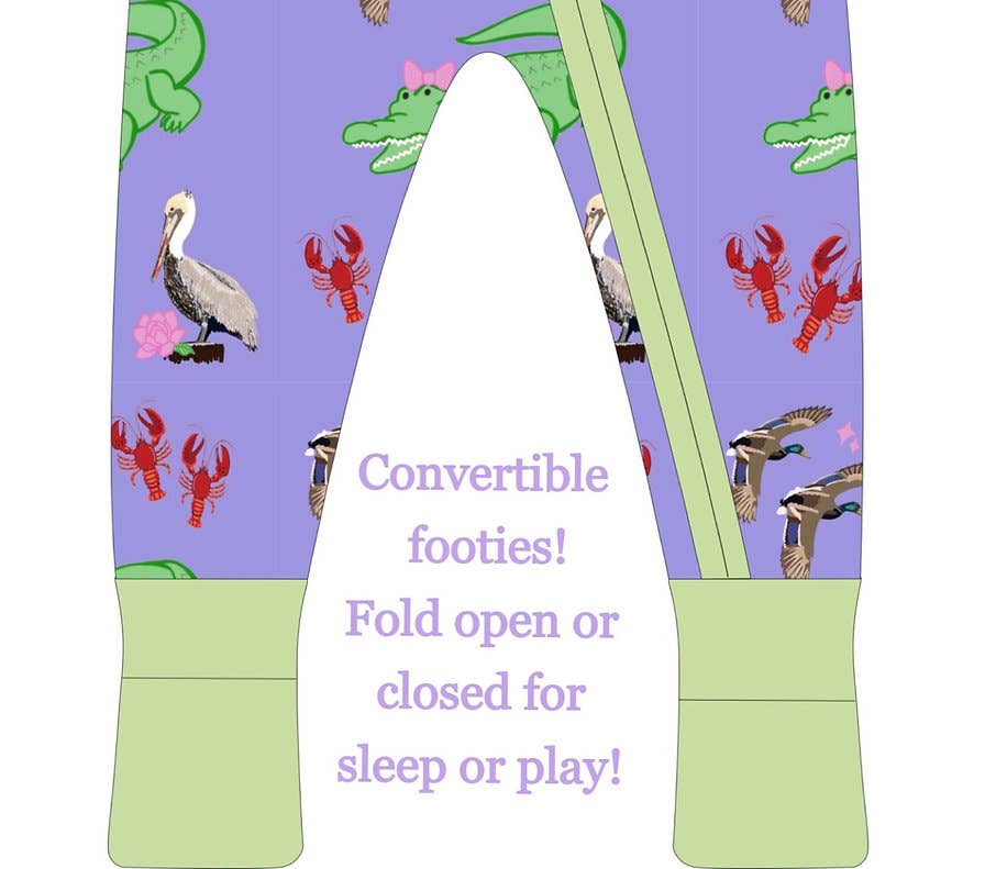 Bedtime On The Bayou Girl Bamboo Footie Romper Pajamas