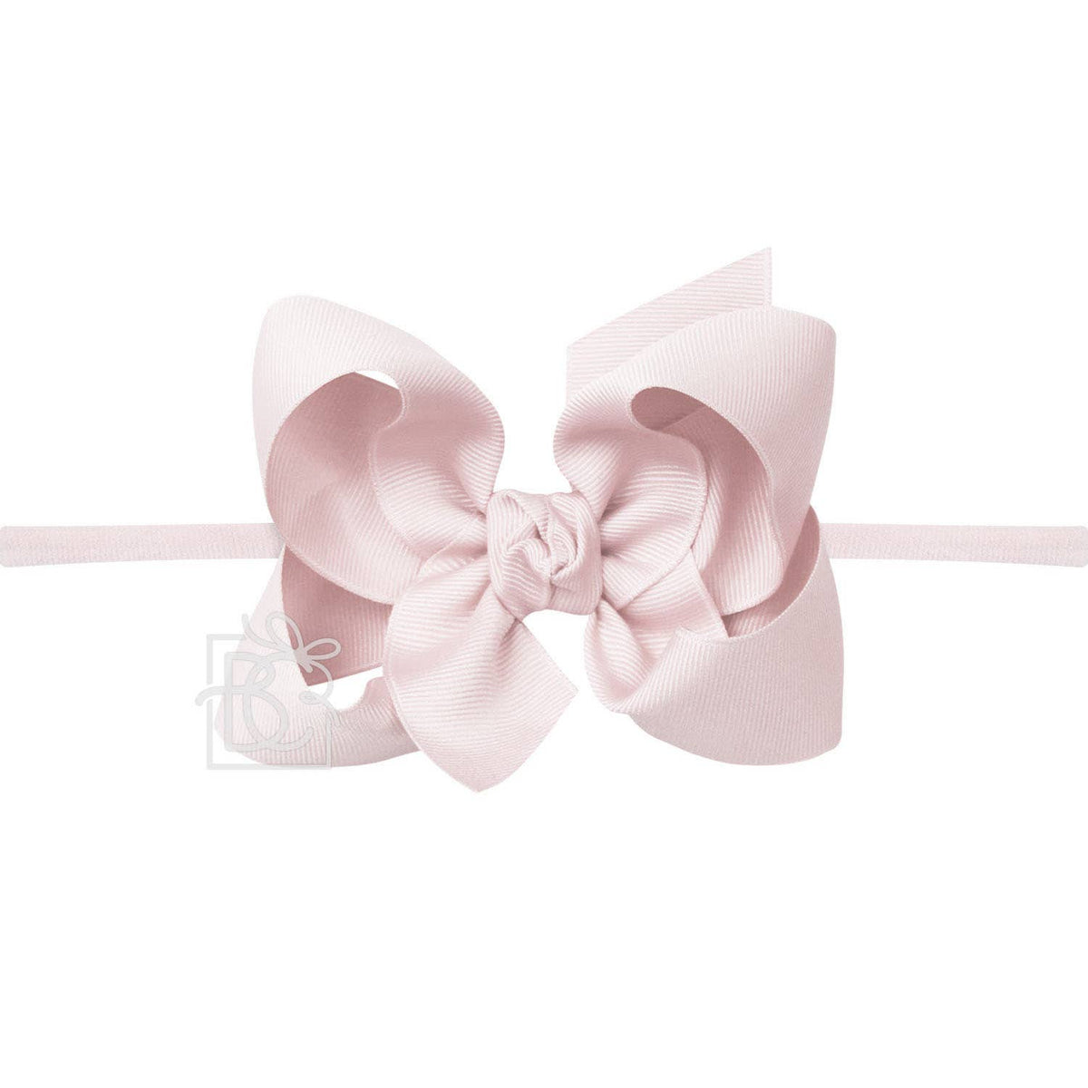 1/4" NYLON PANTYHOSE HEADBAND W/SIGNATURE GROSGRAIN BOW