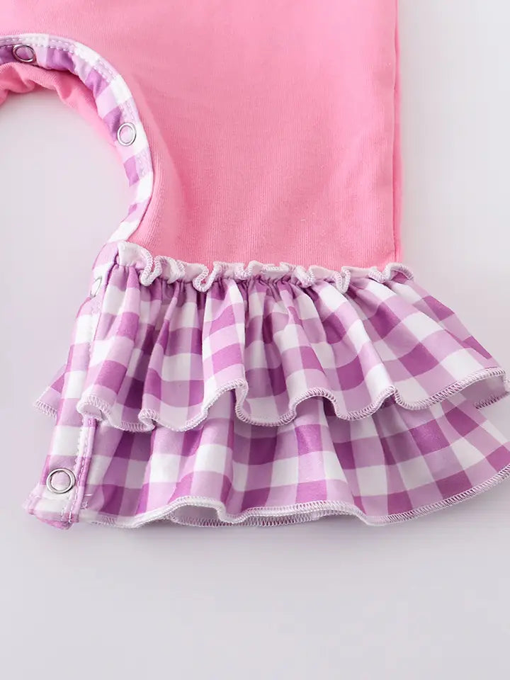 Pink & Purple Plaid Rabbit Ruffle Baby Romper (Special Deal)