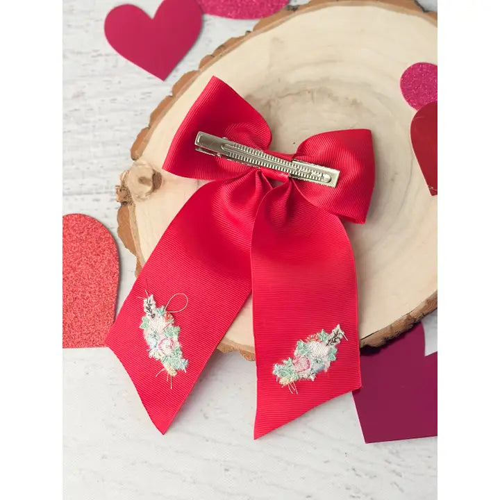 Valentine's Embroidered Long Tail Bow