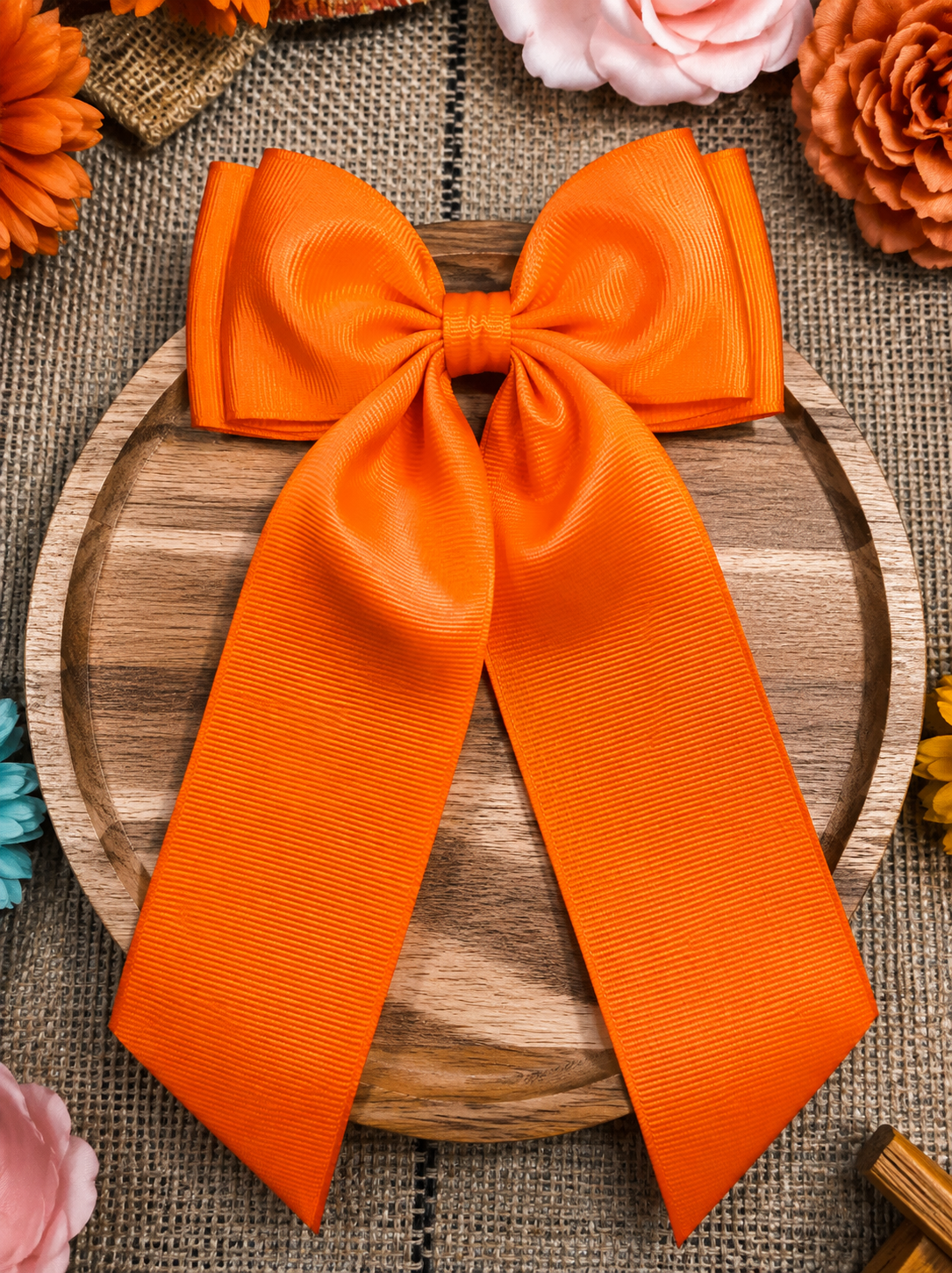 Double Looped Long Tail Boutique Hair Bow | Girls Grosgrain Hair Bow (9/8/26)