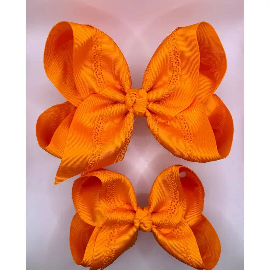Orange Eyelet Bow 6"