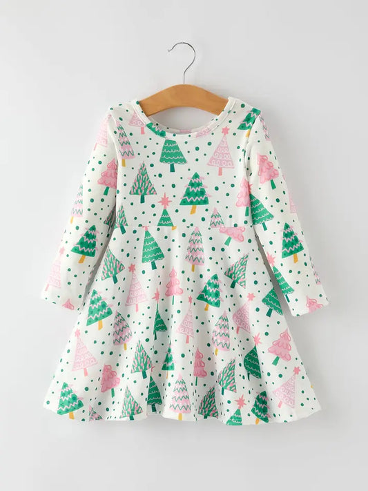 Pink and Green Christmas Tree Dress