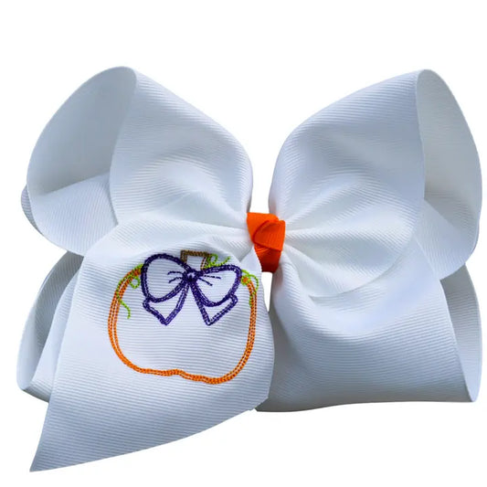 Purple Bow Pumpkin Embroidered