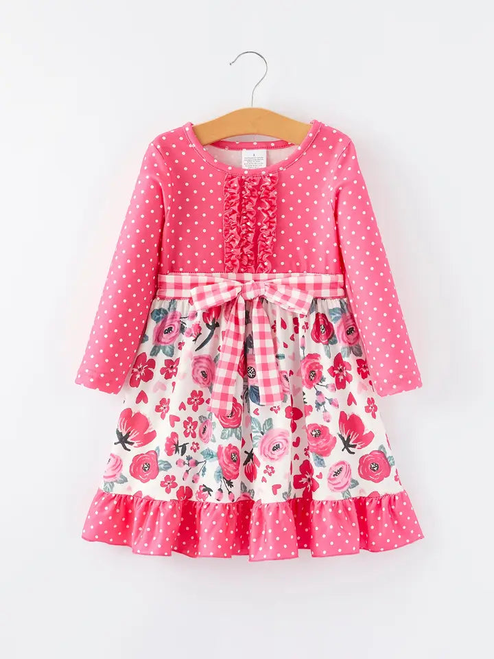 Rosy Charm Polka Dot Dress