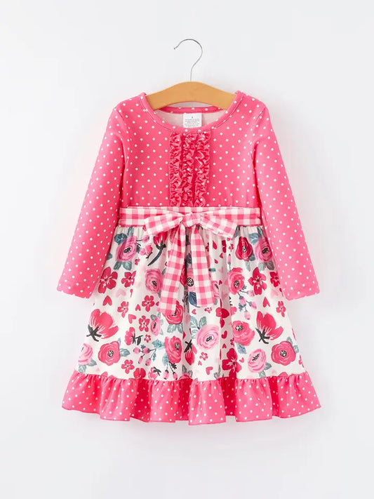Rosy Charm Polka Dot Dress