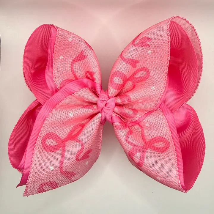 Hot Pink Bow Print Bow - 6"