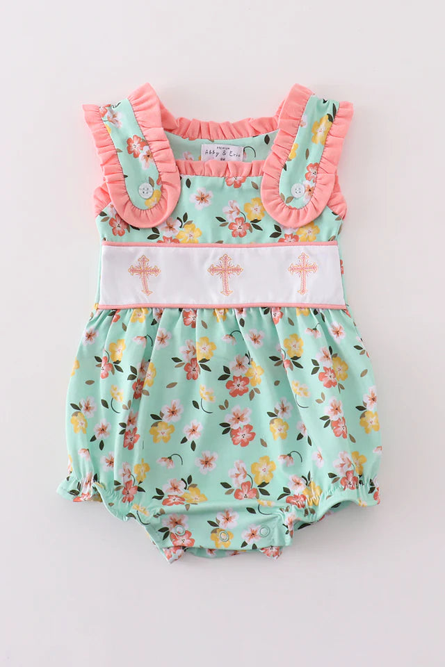 Blooming in His Grace Embroidered Romper