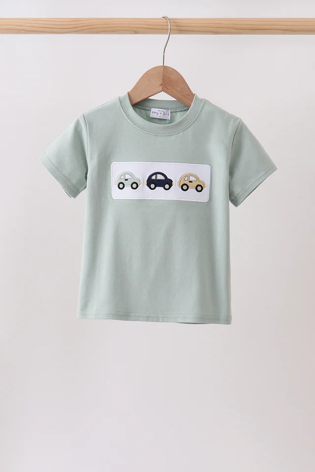 Green vehicle embroidery top