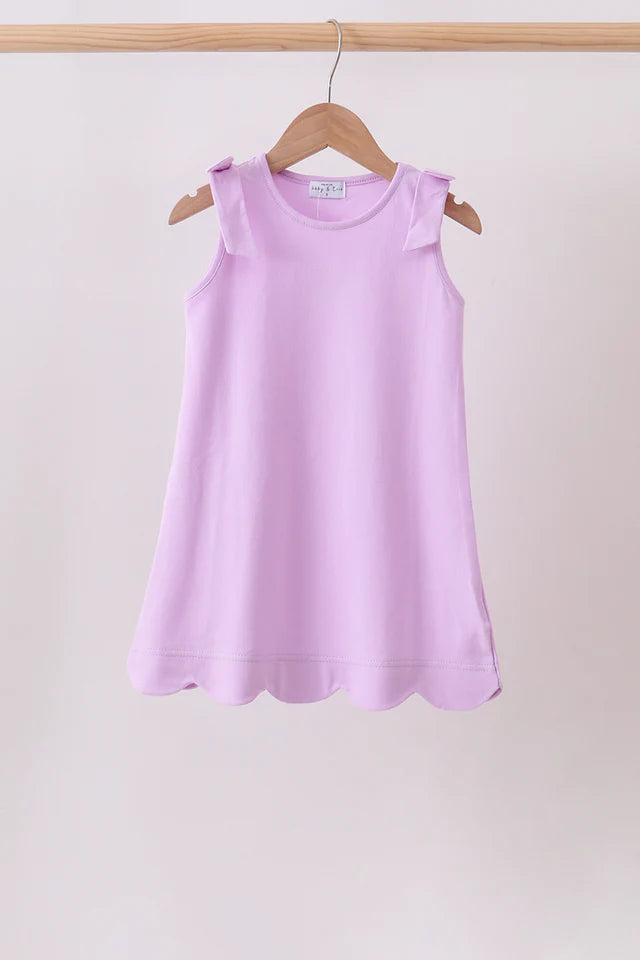 Purple Scalloped Bow Dress