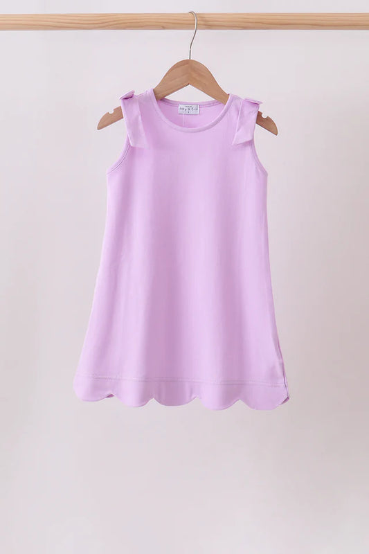 Purple Scalloped Bow Dress