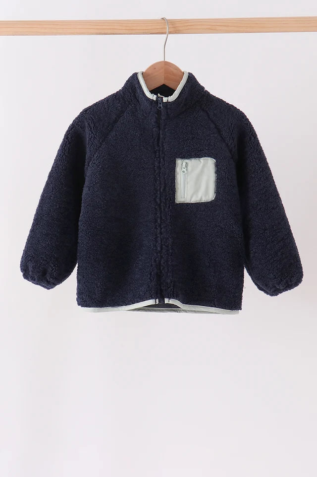 Navy fleece zipper jacket (ETA 9/25/26)