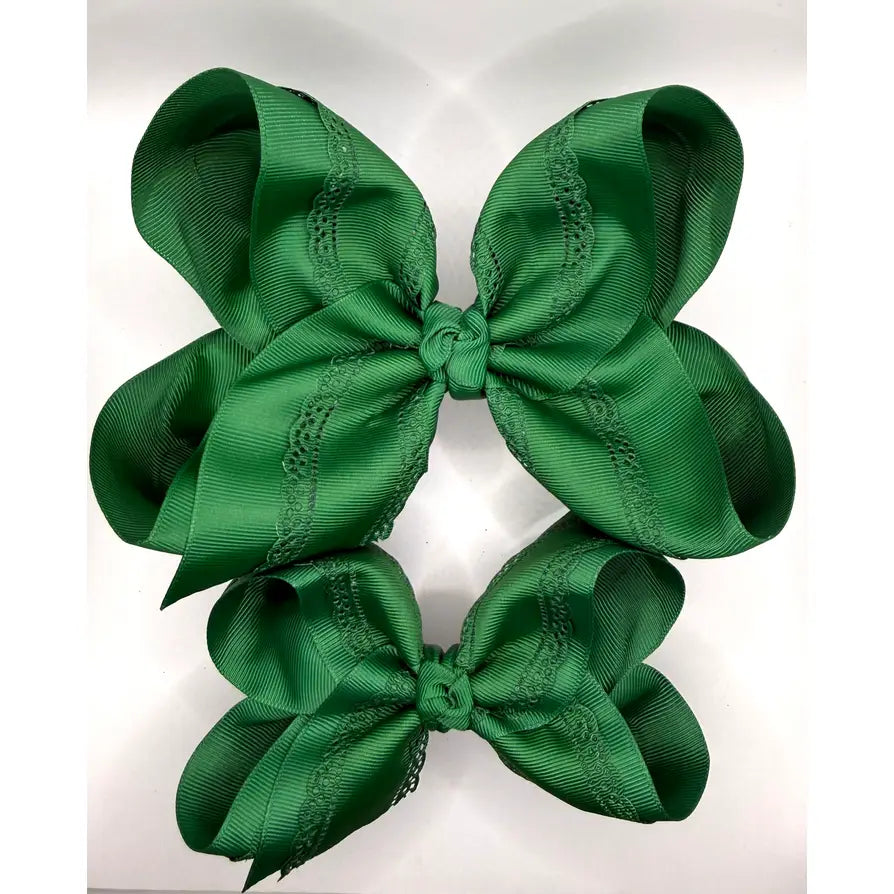 Dk. Green Eyelet Bow 6"