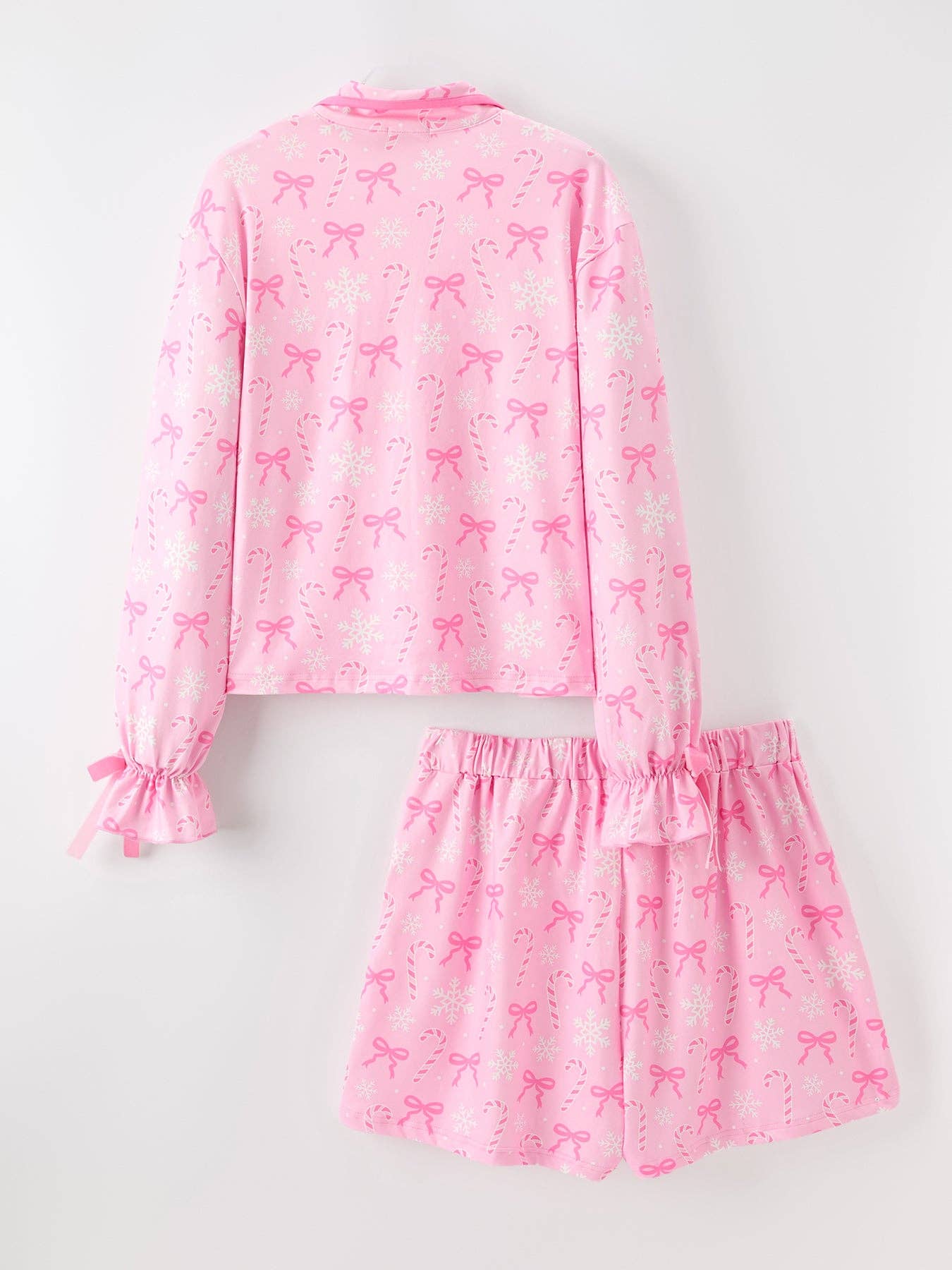 PREORDER: Mommy and Me Pink Christmas Candy Cane Print Pajama Set (ETA: Early October)