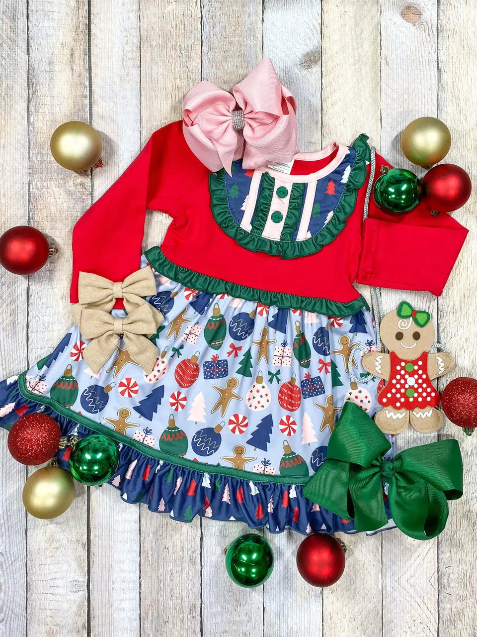 Candyland Christmas Ruffle Dress