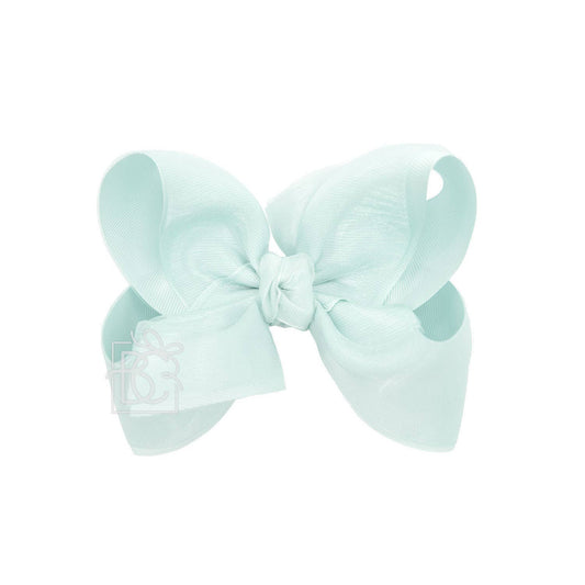 LAYERED ORGANZA/GROSGRAIN BOW ON CLIP