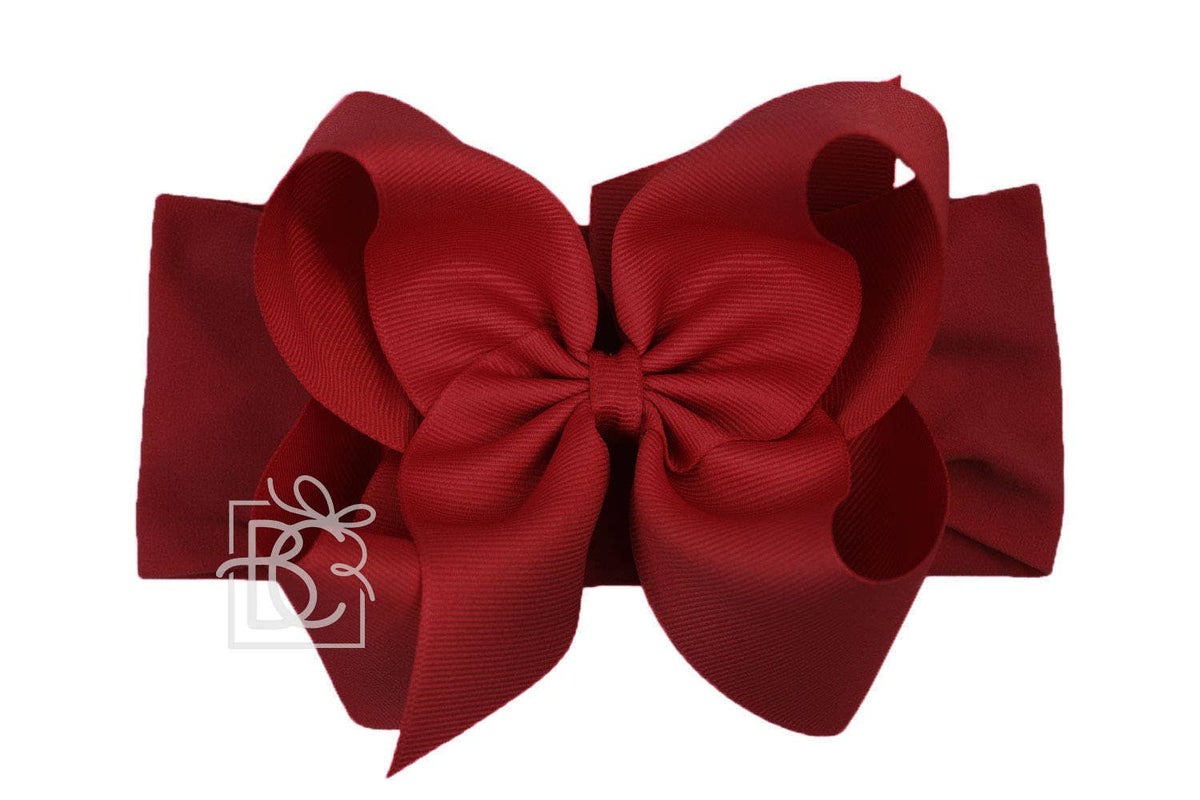 WIDE PANTYHOSE HEADBAND W/CLASSIC GROSGRAIN BOW