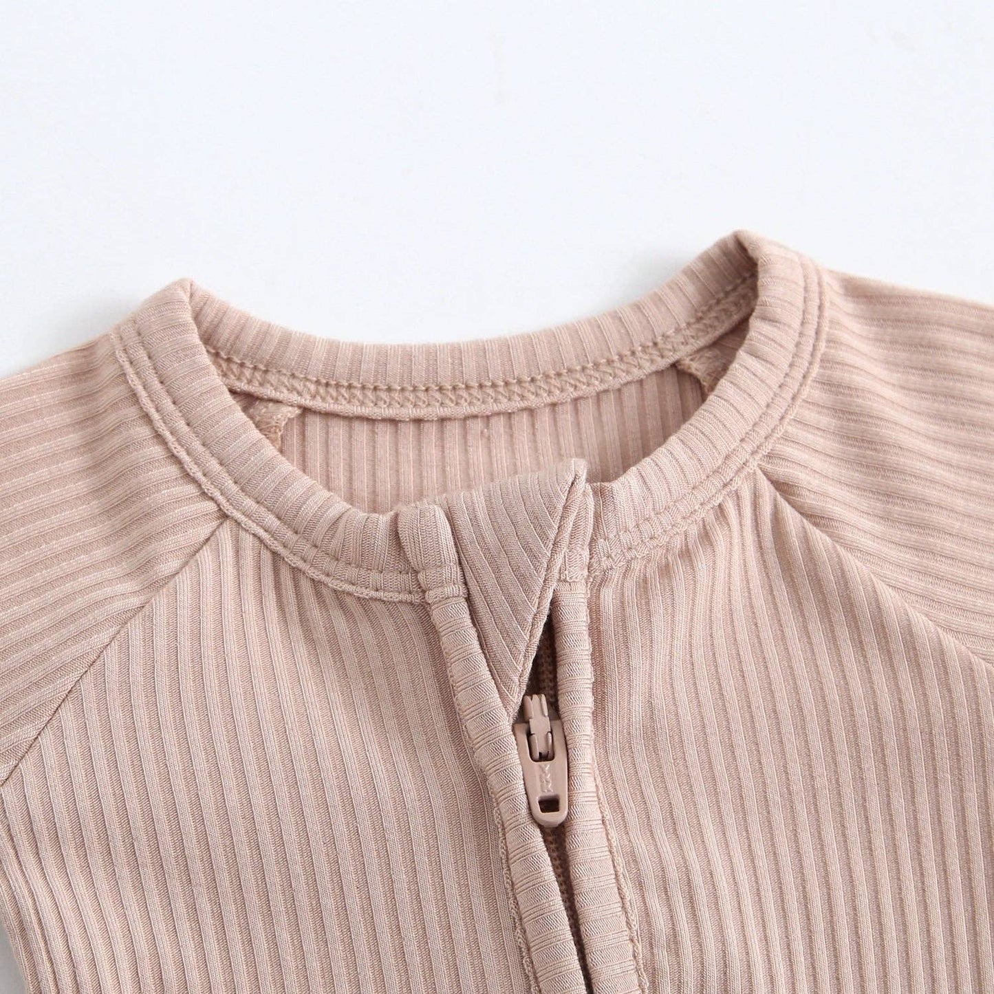 Maple Ribbed Zippered Baby Romper