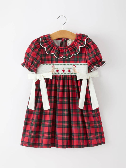 Christmas Pups Plaid Dress