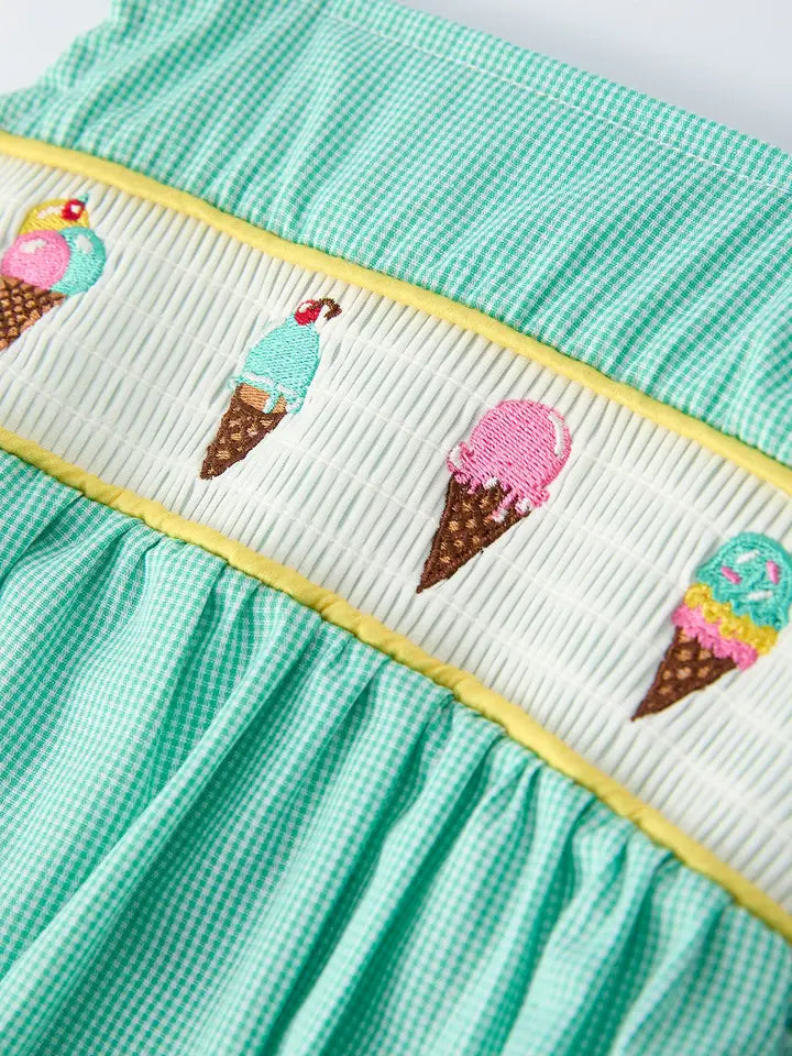 Ice Cream Embroidered Romper