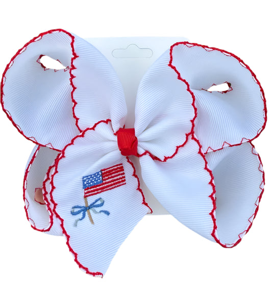 American Flag Moonstitch Hair Bow