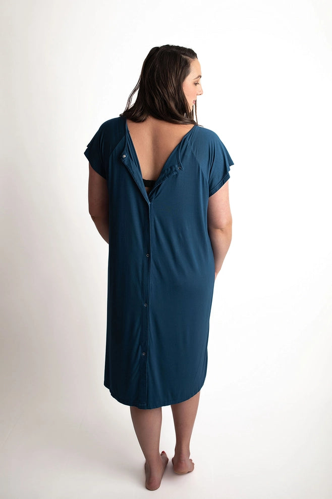 Navy Blue Maternity Mommy Labor and Delivery/ Nursing Gown