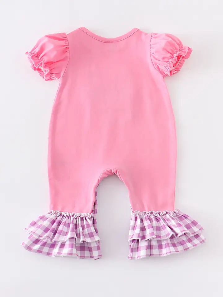 Pink & Purple Plaid Rabbit Ruffle Baby Romper (Special Deal)