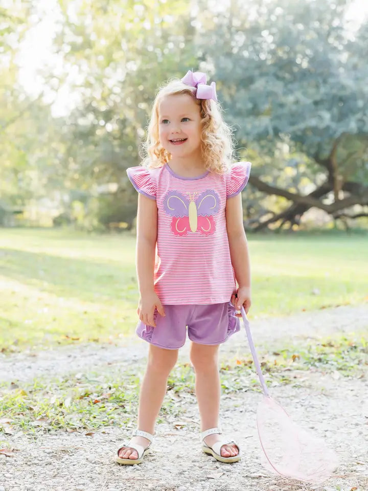 Butterfly Kisses Ruffle Short Set (Jellybean)