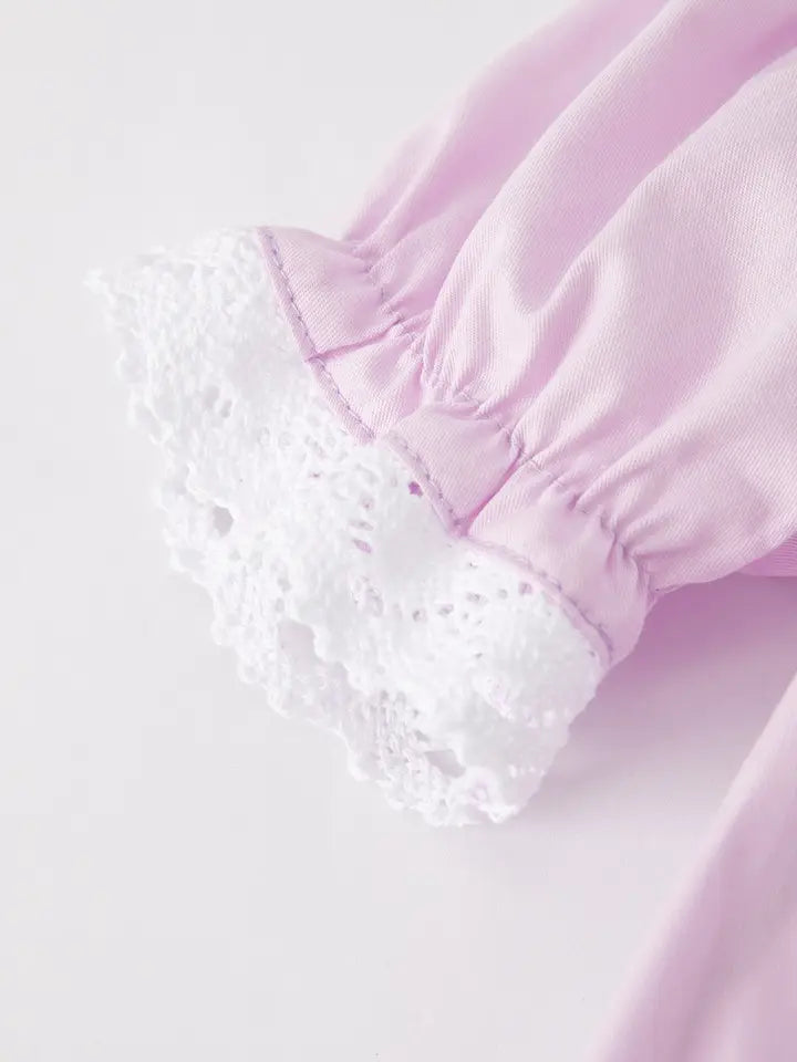 Purple Lace Cuff Easter Bunny Romper