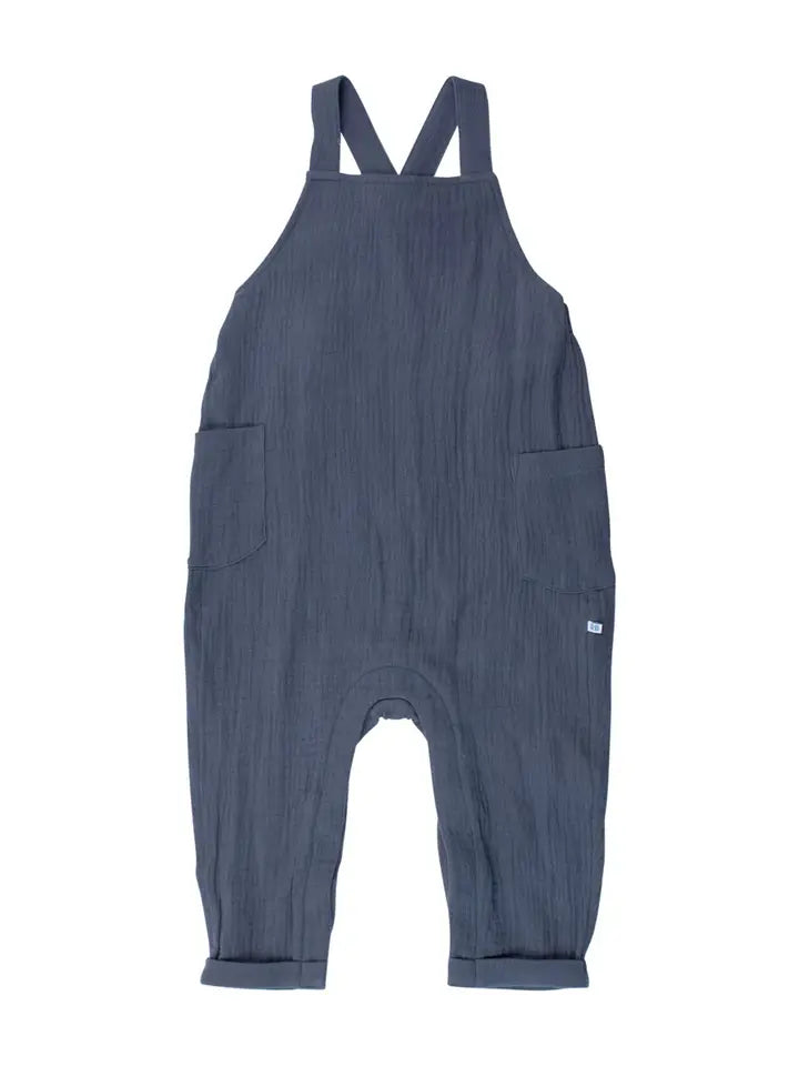 Baby Boys Steel Blue Cotton Gauze Overall