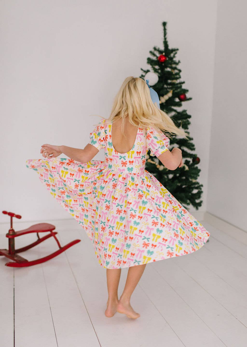 Puff Dress in Holiday Bows | Ollie Jay