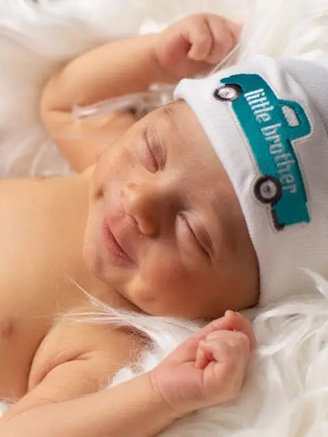 Little Brother Truck Newborn Boy Hospital Hat