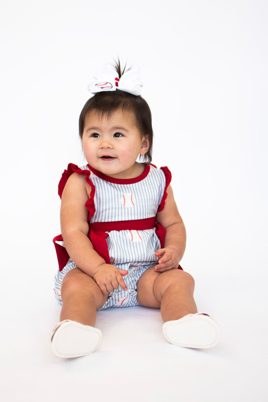 Batter Up Baby Girl Romper