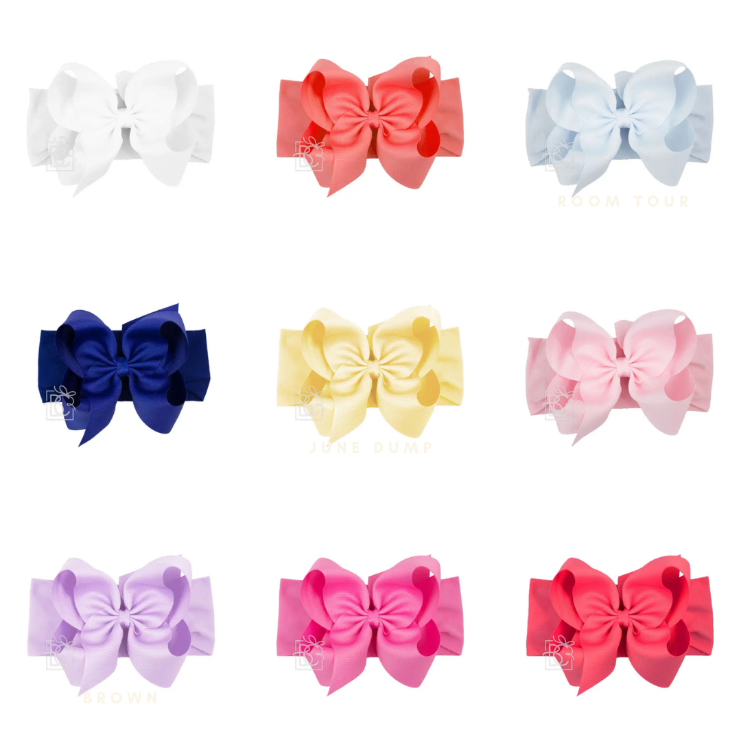 Wide Pantyhose Headband W/Classic Grosgrain Bow (Beyond Creations)