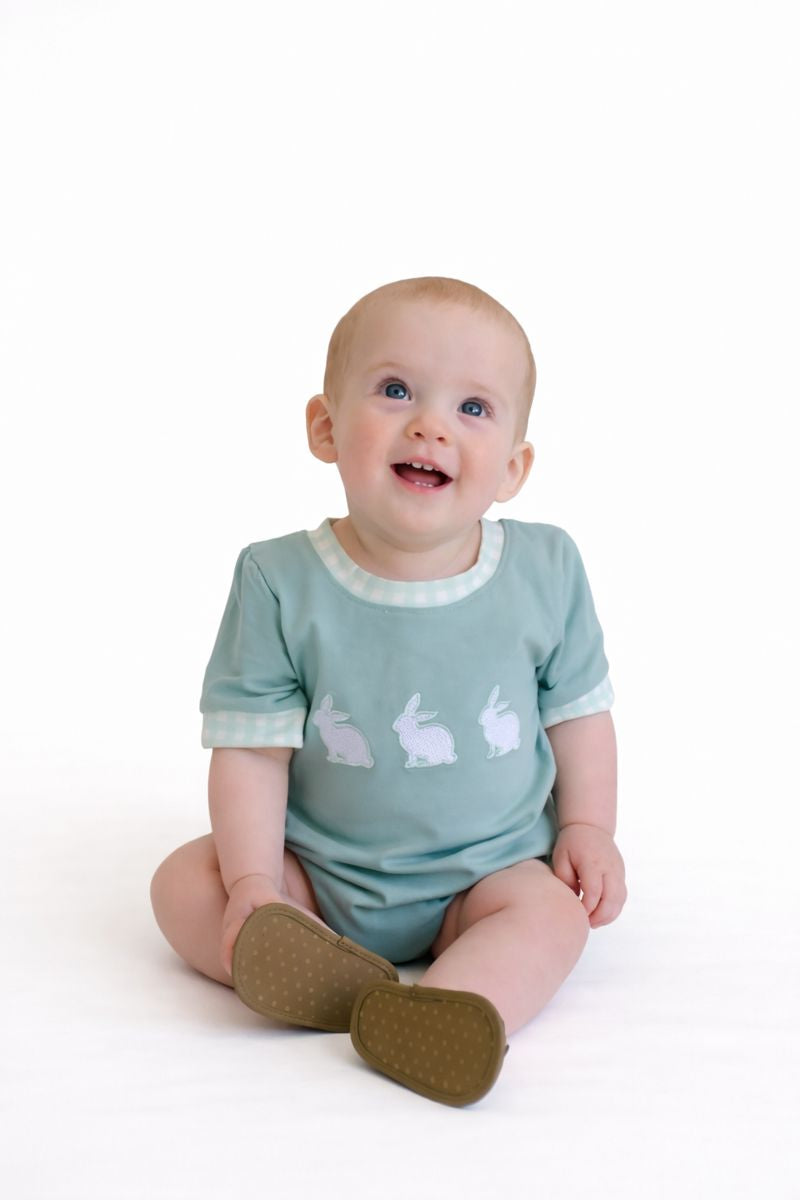 Sage Bunny Boy Romper