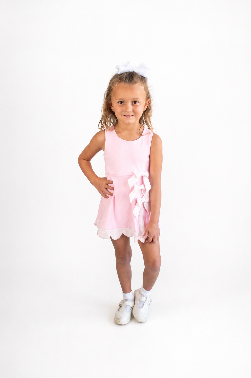 Pink Fancy Bow Athletic Dress