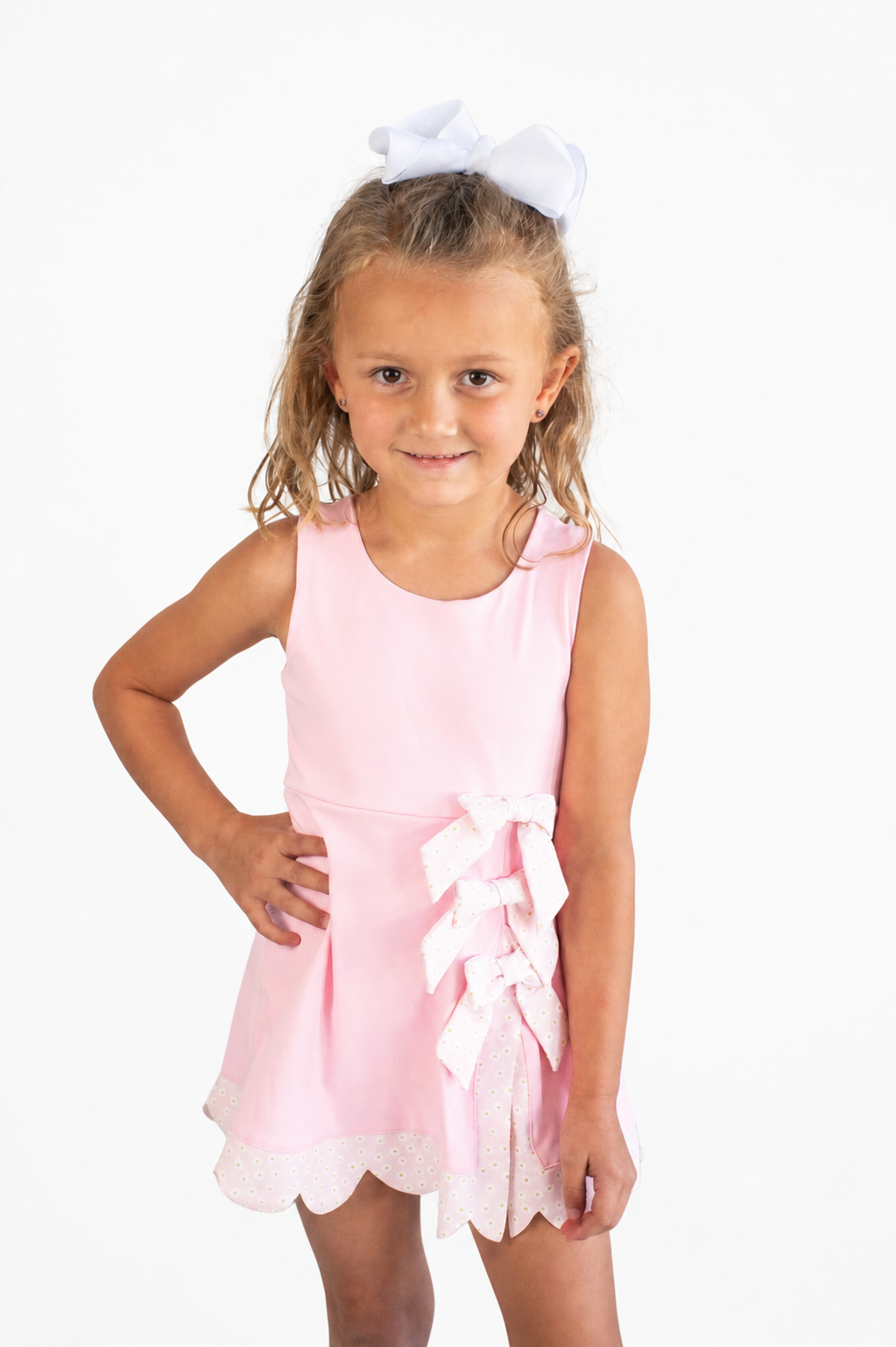 Pink Fancy Bow Athletic Dress