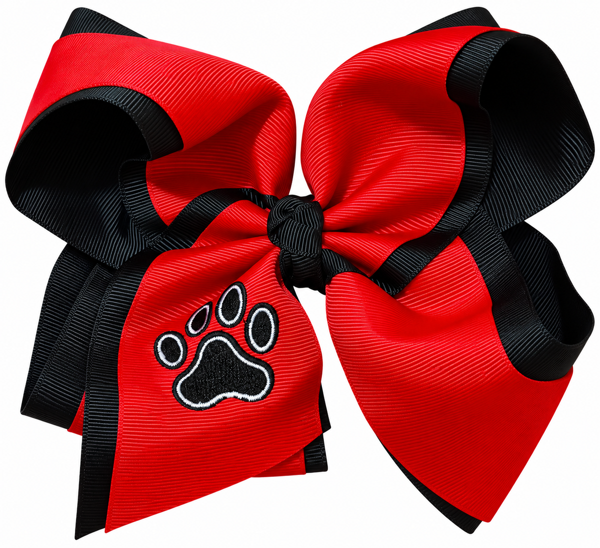 Red/Black Pawprint Bow 6"
