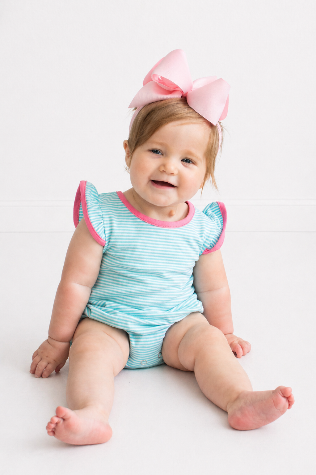 Mia Bubble- Dark Mint Stripe w/ Pink