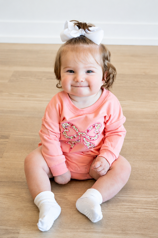 Pink Floral Bow Embroidery Bubble