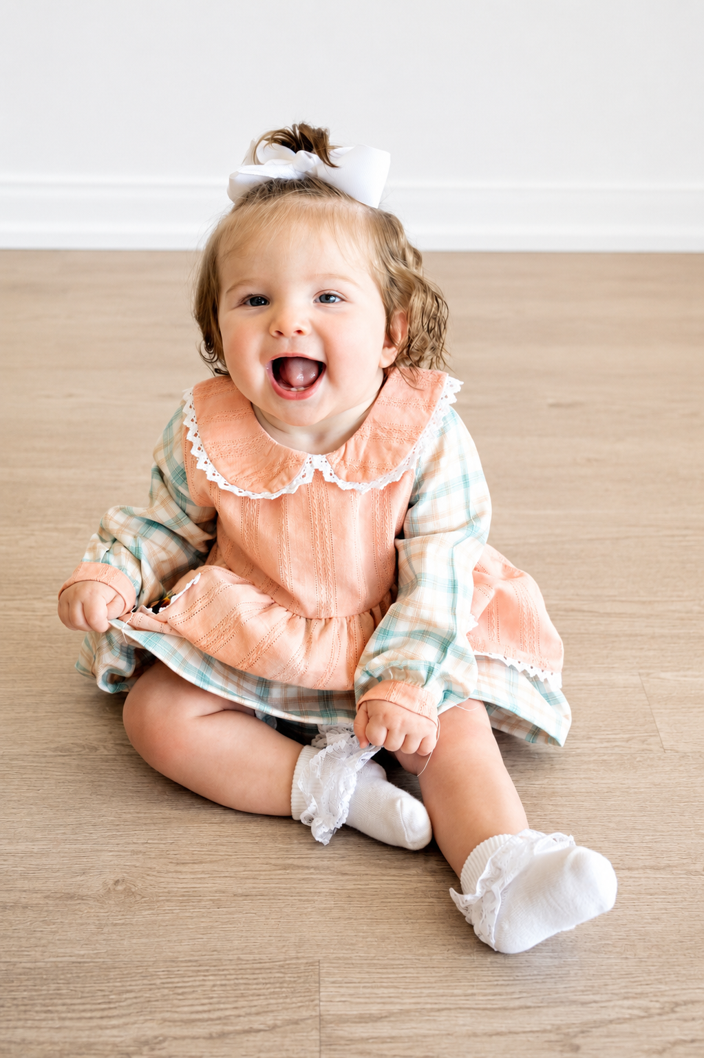 Pumpkin Jacquard embroidery plaid bloomer set