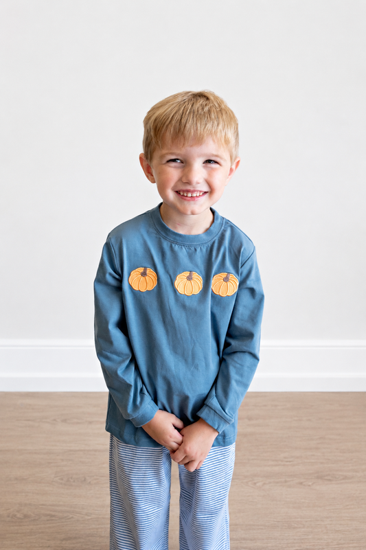 Teal pumpkin embroidery pants set