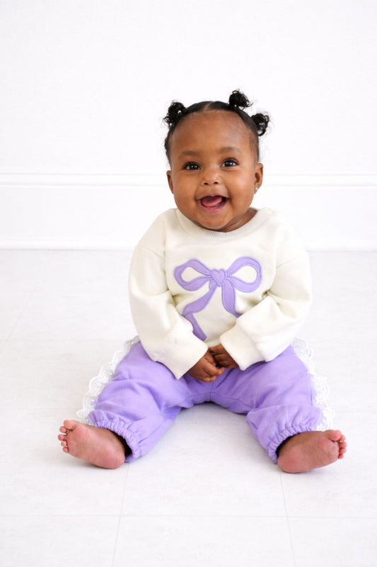 Lavender Bow Jogger Set