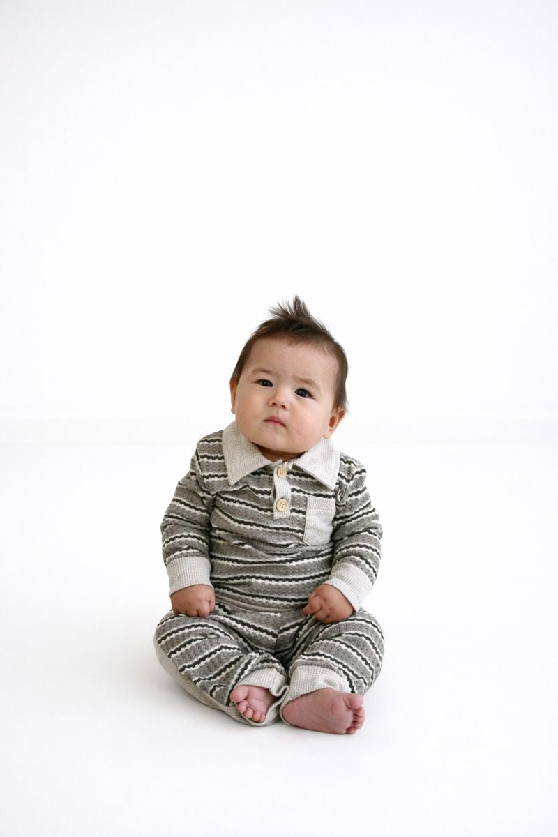 Collared Stripe Jogger Sets