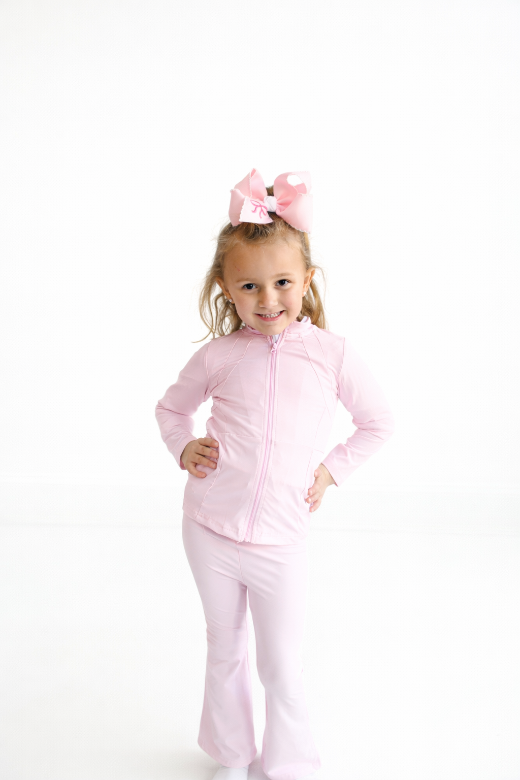 Pink active flare pants set