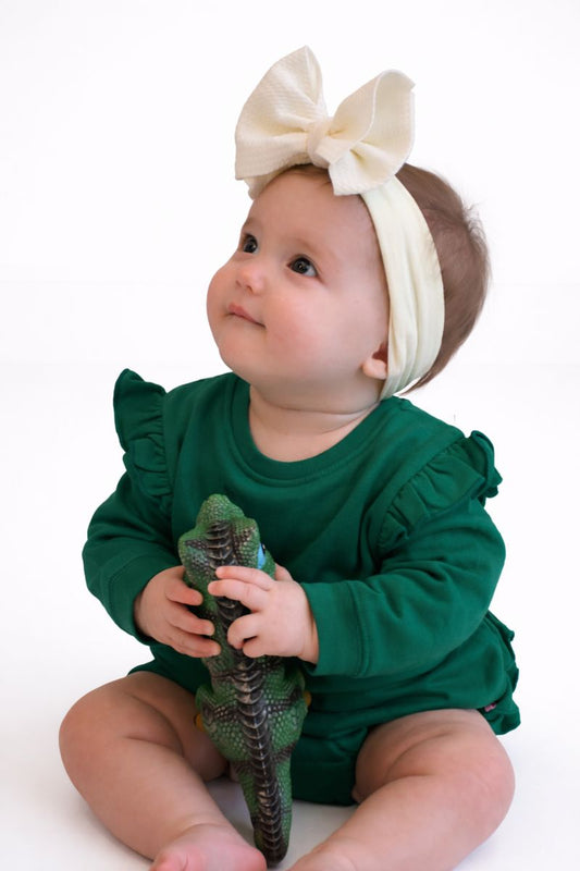 Emerald Green Sweatshirt Bubble Romper
