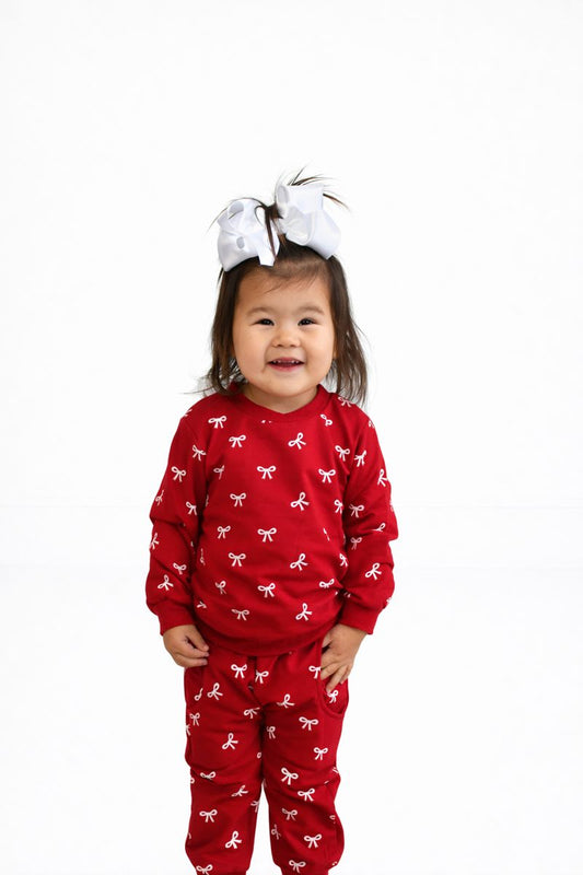 Red Bow Jogger Set