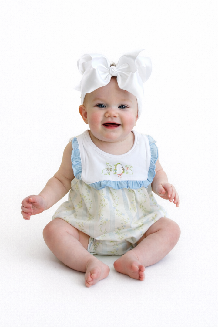 Floral bunny embroidery ruffle bubble