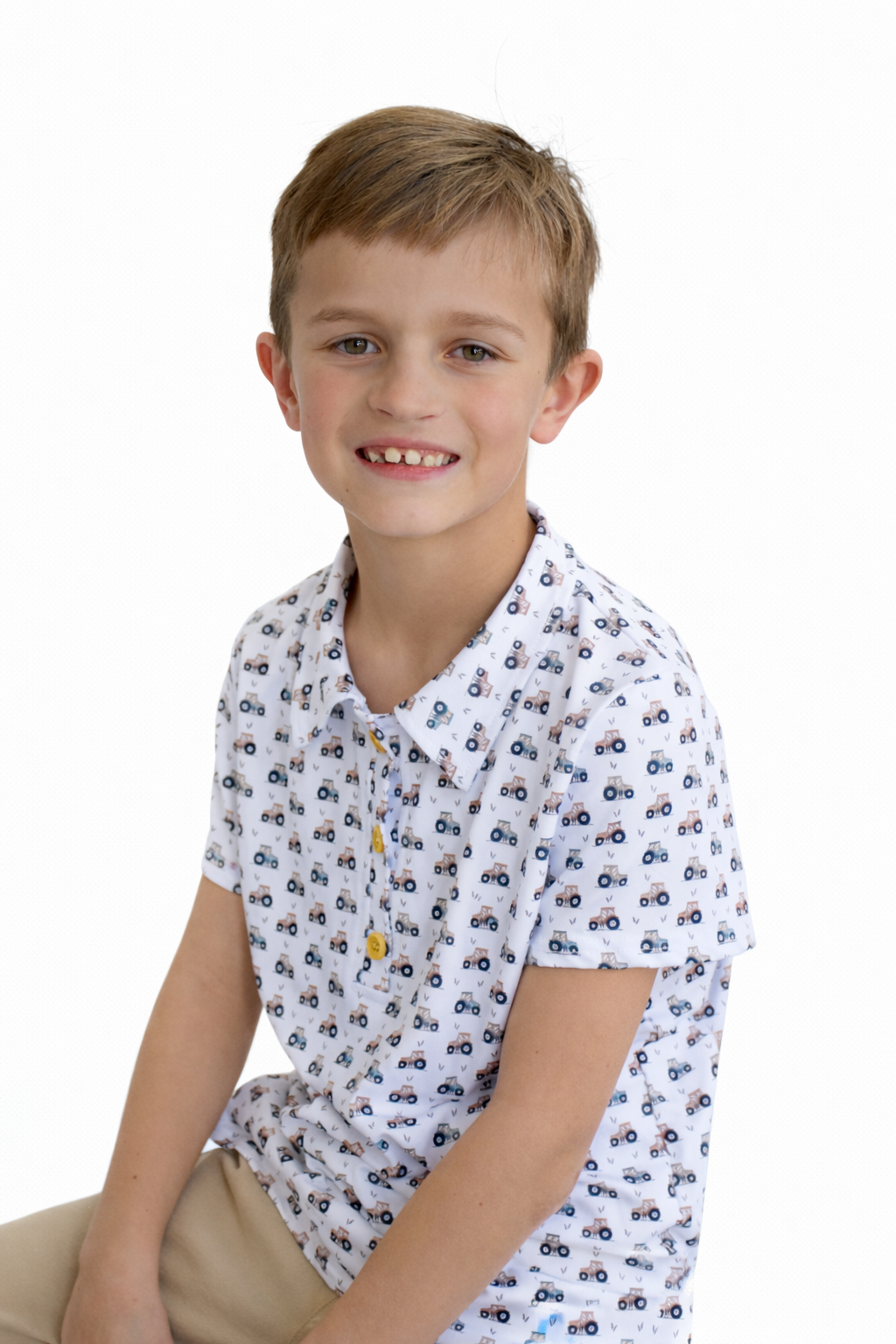 Tiny Tractor Boy Collar Shirt