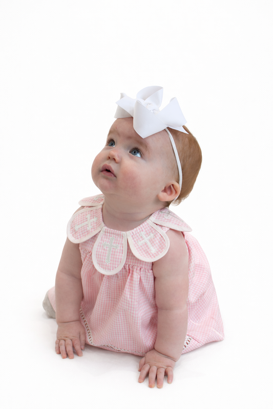 Pink Smocked Cross Girl Diaper Set